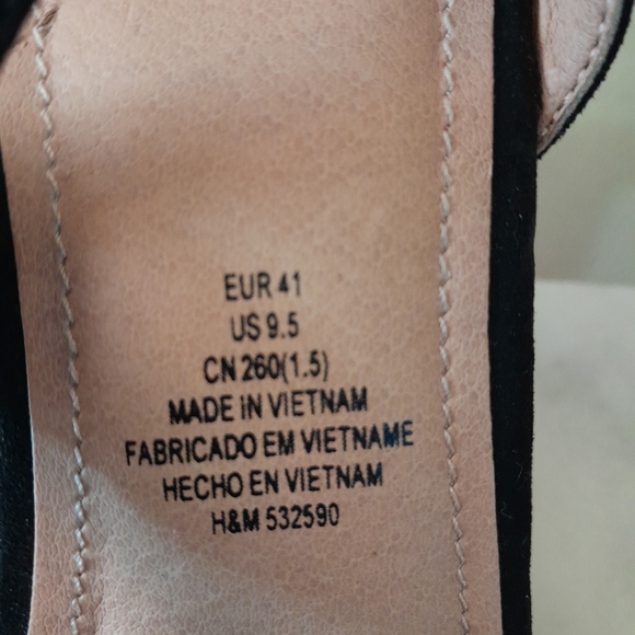 H&M Black  Open Toe Wedge Cork Heel Strappy Sandals Size 9.5 - Picture 7 of 8